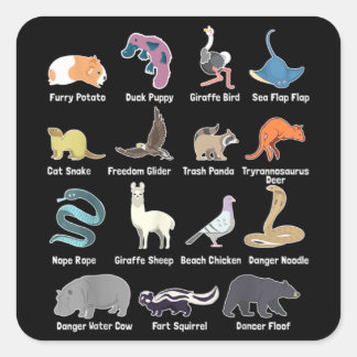 Animals Of The World - Rare Exotic Animals Funny M Square Sticker