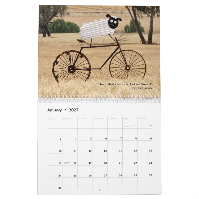 Animals on Bikes Calendar (Jan 2027)