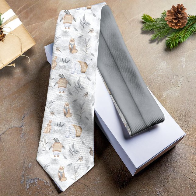 Animals on Ice Christmas Tan ID987 Tie (Creator Uploaded)