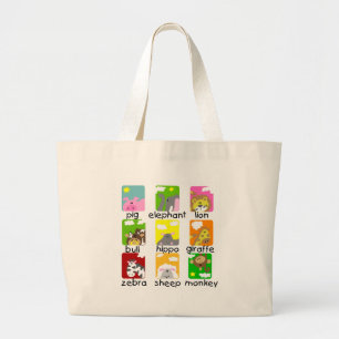 Animals on Parade Tshirts and Gifts Large Tote Bag