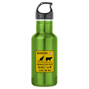 Animals on Road, Warning Sign, Australia 532 Ml Water Bottle