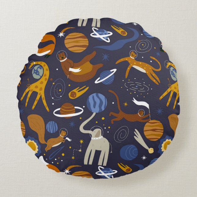 Animals Outer Space Collection Cojin Round Cushion (Front)