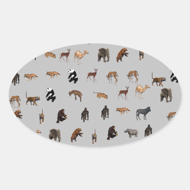 Animals Oval Sticker (Front)