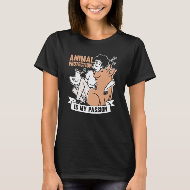Animals Over People Animal Activist Rescue Conserv T-Shirt (Front)