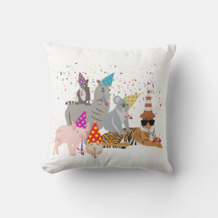 Animals Partying - Cute Animals Having a Party Cushion