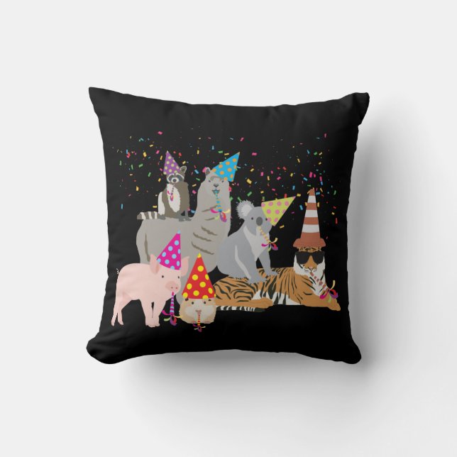 Animals Partying - Cute Animals Having a Party Cushion (Front)