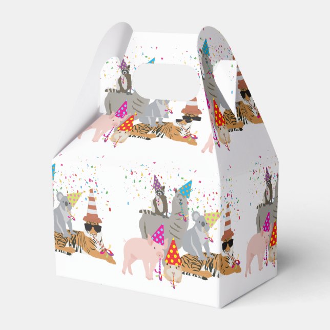 Animals Partying - Cute Animals Having a Party Favour Box (Front Side)