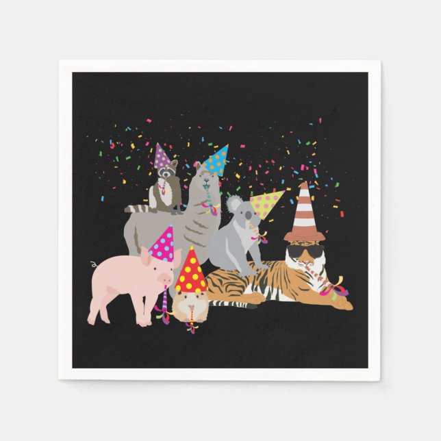 Animals Partying - Cute Animals Having a Party Napkin (Front)