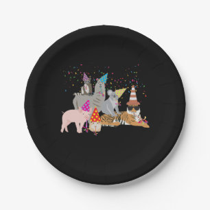 Animals Partying - Cute Animals Having a Party Paper Plate