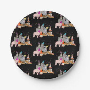Animals Partying - Cute Animals Having a Party Paper Plate