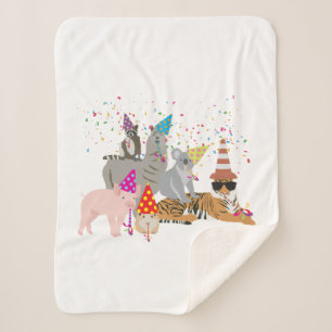 Animals Partying - Cute Animals Having a Party Sherpa Blanket