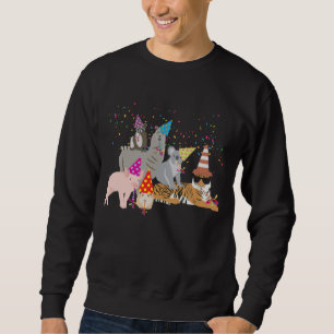 Animals Partying - Cute Animals Having a Party Sweatshirt