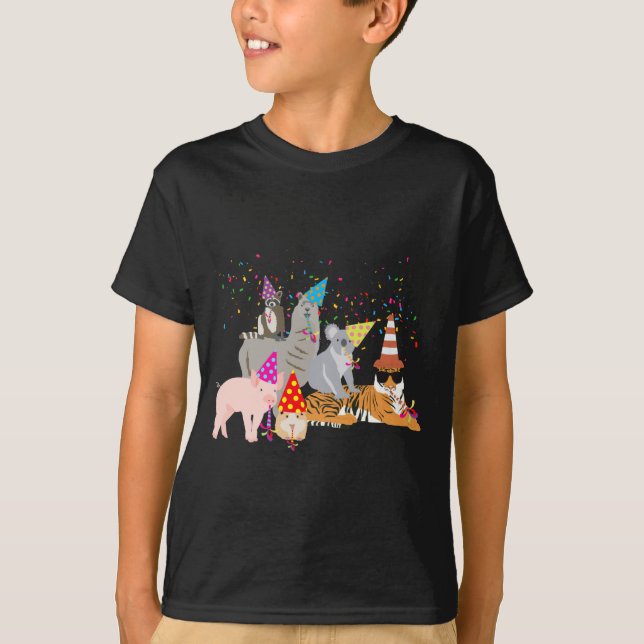 Animals Partying Cute Animals Having A Party  T-Shirt (Front)
