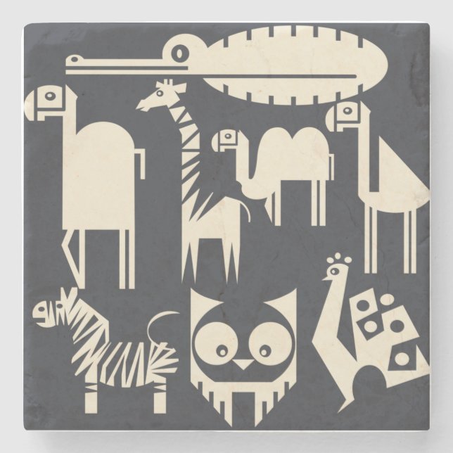 Animals pattern stone coaster (Front)