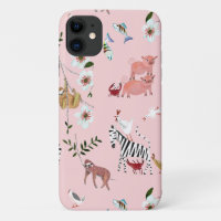 Animals Pink Sloths & Zebra Cute Pattern