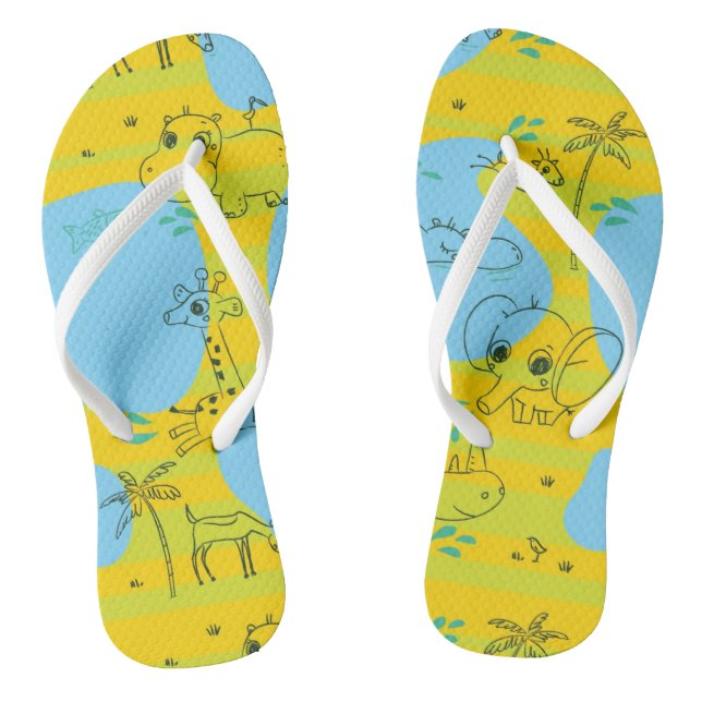 Animals playing baby pattern background jandals (Footbed)