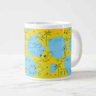 Animals playing baby pattern background large coffee mug
