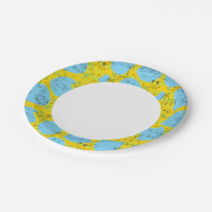 Animals playing baby pattern background paper plate