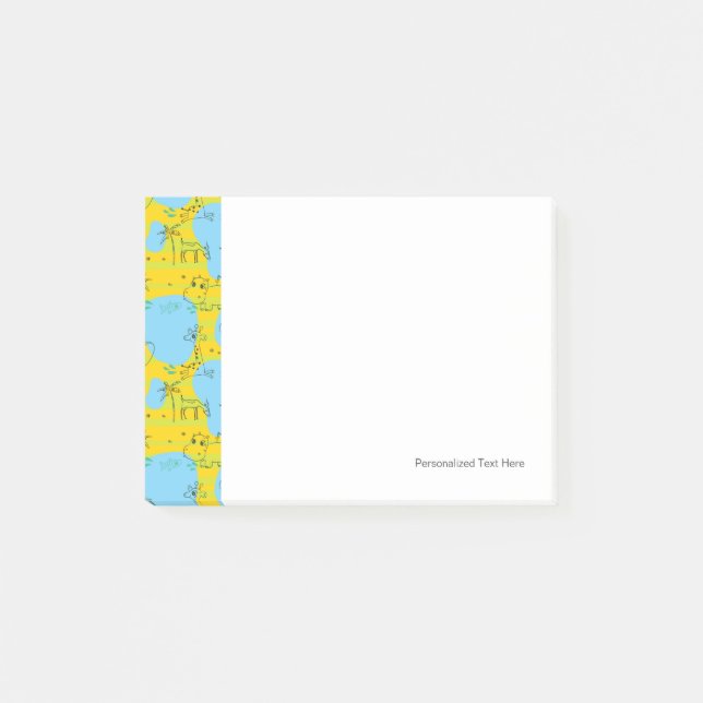 Animals playing baby pattern background post-it notes (Front)