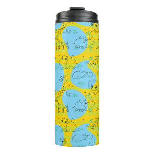 Animals playing baby pattern background thermal tumbler