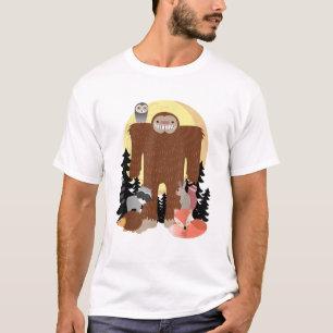 animals Sasquatch With Woodland Creatures T-Shirt