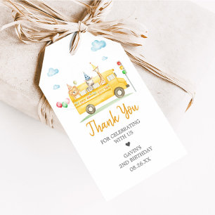 Animals School Bus Birthday Party Favour Tags