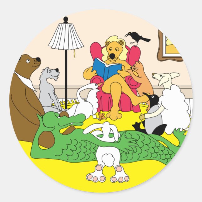 Animal's Story Hour Classic Round Sticker (Front)