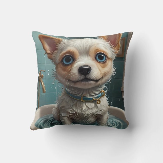 Animals Taking a Bath Funny Cushion (Back)