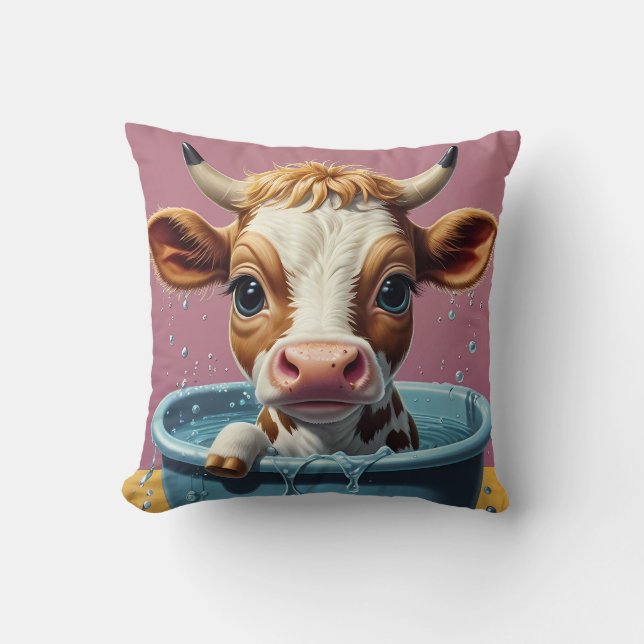 Animals Taking a Bath Funny Cushion (Front)