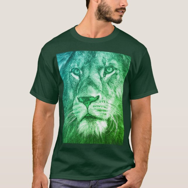 Animals Template Mens Modern T-Shirts Lion Face (Front)