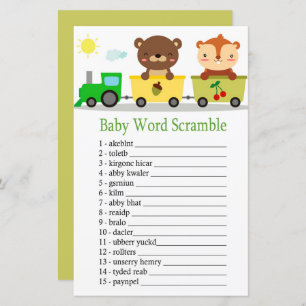 Animals train Baby word scramble game