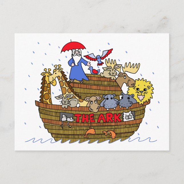 Animals Two by Two on Noah's Ark Postcard (Front)