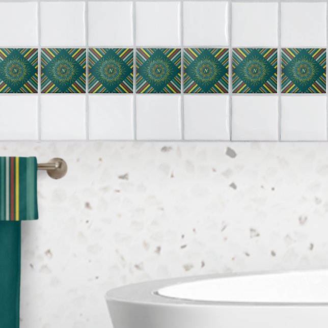 Animals Under the Sun Mandala Stripes Personalised Tile (Creator Uploaded)