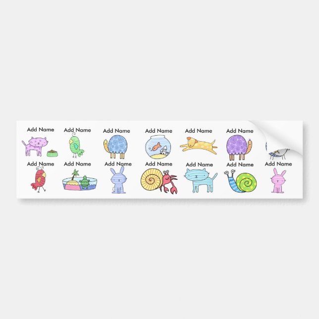 Animals Waterproof Sippy Cup Labels (Front)