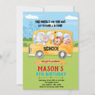 Animals wheel on bus invitation