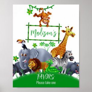 Animals Wild One Jungle greenery safari winter Poster
