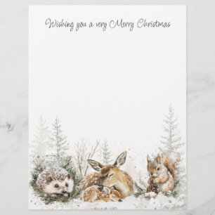 Animals Winter Forest Christmas Custom Letterhead