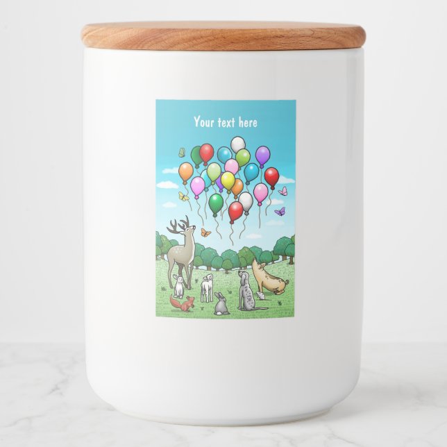 Animals with Colourful Balloons Food Label (Front)