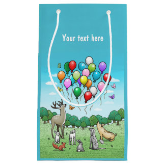 Animals with Colourful Birthday Balloons Small Gift Bag