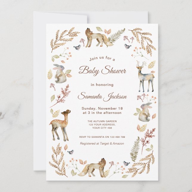 Animals Woodland Baby Shower Invitation (Front)