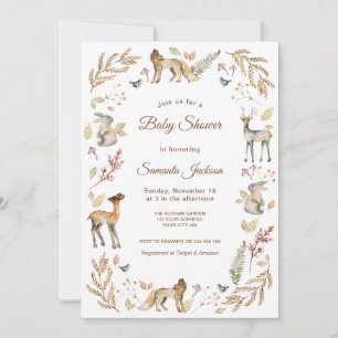 Animals Woodland Baby Shower Invitation