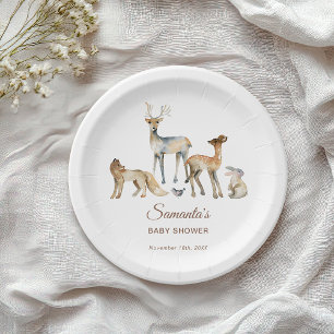Animals Woodland Baby Shower Paper Plate