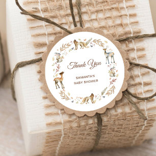 Animals Woodland Baby Shower Thank You Classic Round Sticker