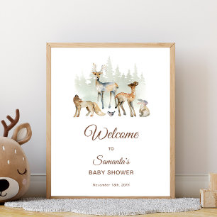 Animals Woodland Baby Shower Welcome Poster