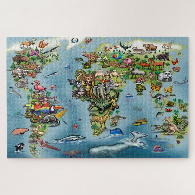 Animals World Map Jigsaw Puzzle (Horizontal)