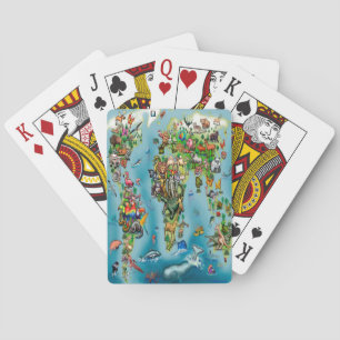 Animals World Map Playing Cards