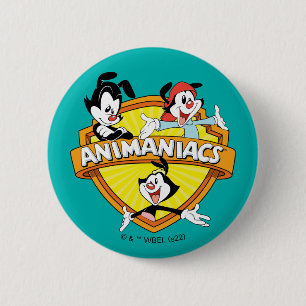Animaniacs   Warner Brothers & Sister WB Shield 6 Cm Round Badge