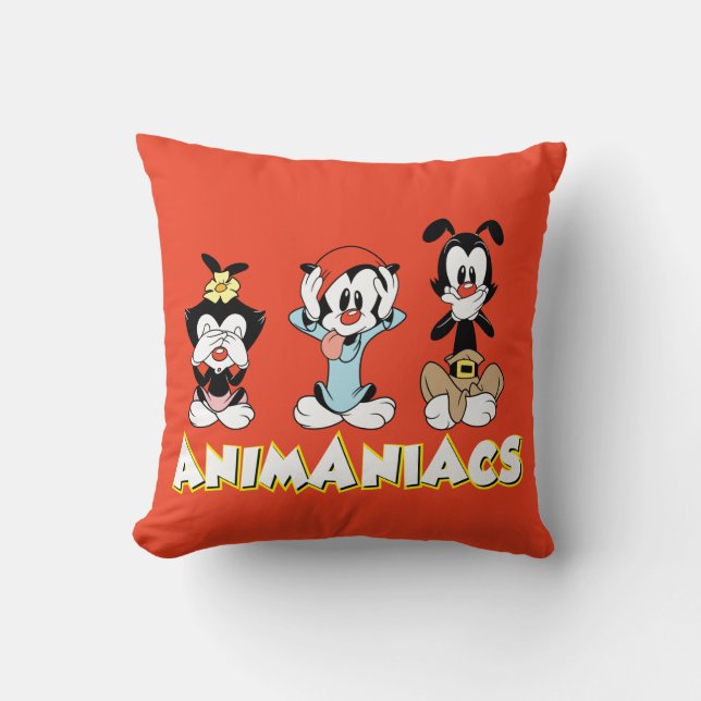Animaniacs | Warner Siblings "No Evil" Graphic Cushion (Front)