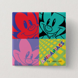 Animaniacs Warner Siblings Pop Art Graphic 15 Cm Square Badge