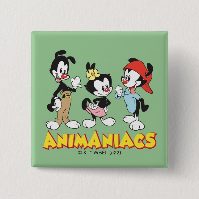 Animaniacs | Yakko, Dot, and Wakko Standing 15 Cm Square Badge (Front)